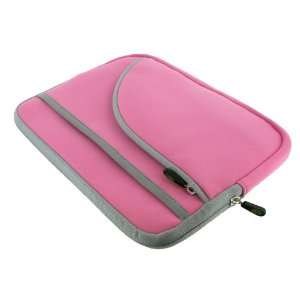   Netbook Neoprene Sleeve Slip Case (Invisible Zipper Tri Pocket   Pink