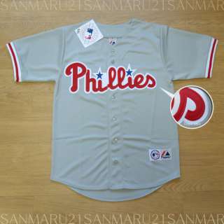 Philadelphia Phillies SEWN Majestic jersey LG Gray NWT  