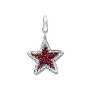  Ruby and 1/4 ct Diamond  Star Charm in 14K White 