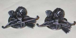 BEAUTIFUL STERLING SILVER PAIR VINTAGE SHOE CLIPS ACCESSORY CHERUB 