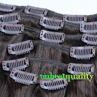   7PCS 70g Clip In On Remy Human Hair Extensions #4,Medium Brown  