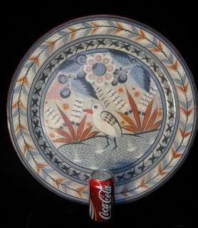 Tonala Mexican Pottery Large 20 BIRD Charger Plaque  