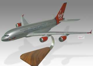 Airbus A380 Virgin Atlantic Silver Wood Airplane Model  