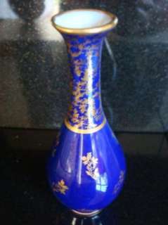 This is a Pallas Limoges France Cobalt Blue Miniature Vase from a 