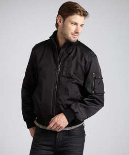 Prada black nylon zip front bomber jacket
