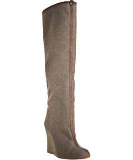 Christian Louboutin taupe flannel Jessy 100 tall wedge boots 