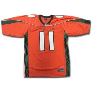   Miami Hurricanes #11 Orange Replica Football Jersey