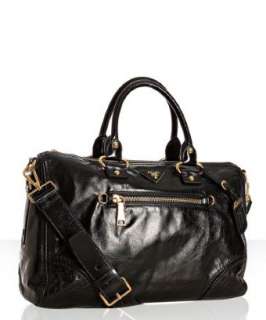 Prada black Vitello Shine leather bauletto satchel   up to 
