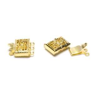  6pc 3 Strand Box Clasp Gold   Jewelry Basics Finding Arts 