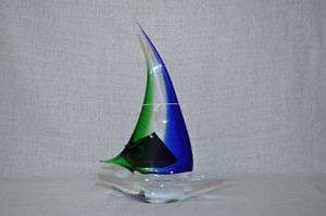 MURANO Art Glass Blue Sail Boat Figurine FORMIA New  