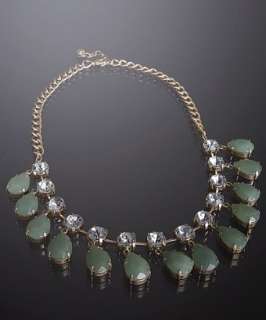 Danielle Stevens green stone and crystal dangling necklace   
