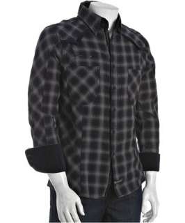 English Laundry black plaid cotton Medway button front shirt