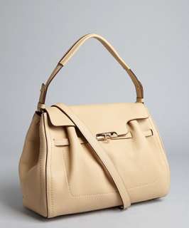 Salvatore Ferragamo beige pebbled leather shoulder bag
