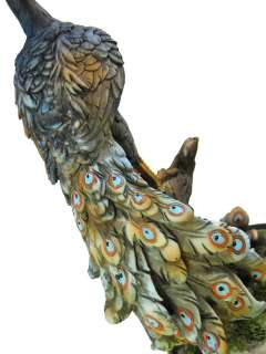 Beautiful Hand Painted Peacock Statue Nature Figure  