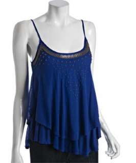 Isabel Lu cobalt studded jersey layered camisole   