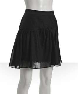 Leifsdottir onyx linen silk asymmetric pleats skirt