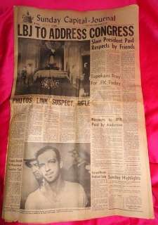 11/24/64 newspaper John KENNEDY Death Lee Harvey OSWALD  