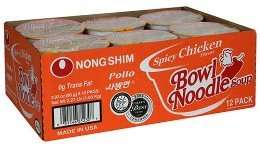 Nong Shim Bowl Noodle, Spicy Chicken, 3.03 Ounce Bowls (Pack of 12 