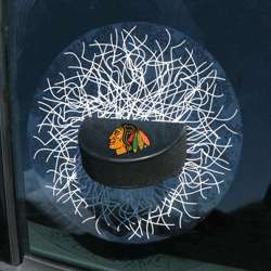 CHICAGO BLACKHAWKS DECAL PUCK IN WINDOW SHIP NOW  