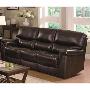  Reclining Sofa with Pillow Arms in Brown Leather