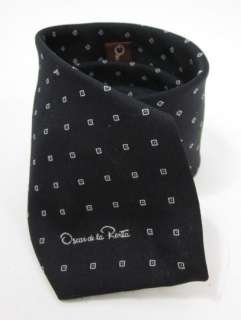 OSCAR DE LA RENTA Black White Dot Necktie Tie  