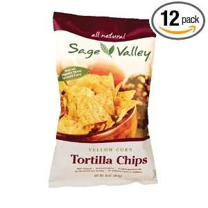 Sage Valley Tortilla Chips, Yellow Corn, Omega 3, 16 Ounce Bags (Pack 