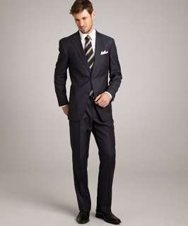 Tommy Hilfiger navy wool Nathan pinstriped two button suit with flat 