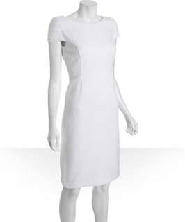 Tahari ASL white cotton jacquard Nancy dress