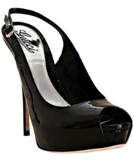 Gucci black patent leather peep toe slingbacks  