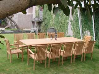 11 PC DINING TEAK STACKING CHAIRS PATIO FURNITURE NEW X02   CAHYO DECK