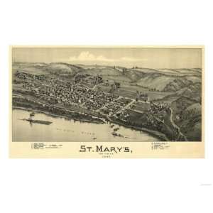  Saint Marys, West Virginia   Panoramic Map Giclee Poster 