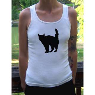 Black Cat American Apparel ORGANIC Rib Tank Top T Shirt  