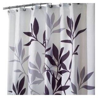 InterDesign Fabric Shower Curtain, Gray Leaves, 72 Inches X 72 Inches