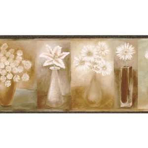  Modern Floral Vases Wallpaper Border
