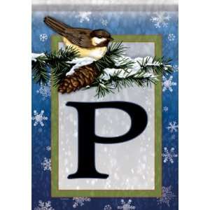  Christmas Winter Monogram P Snowflake Bird Garden Flag 13 