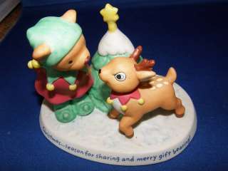 NWT Hallmark porcelain figurine Bear Deer Christmas FUN  