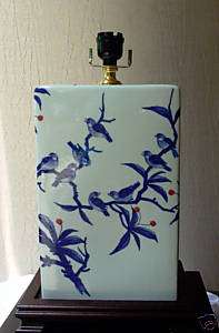   Elegant Oriental/Asian Blue And White Porcelain Vase Table Lamp Base