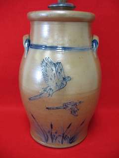 Rowe Pottery 2012  2 Gallon Pheasants & Cattails Pattern Butter Churn 