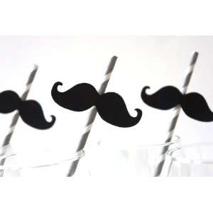  Mustache Straw Photo Props   Set of 5   Mustaches on GREY 