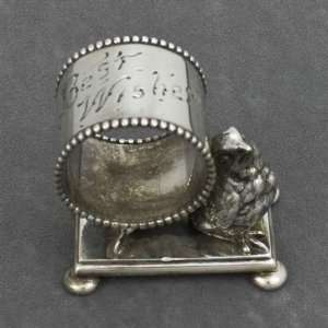 Napkin Ring, Figural by Derby Silver Co., Silverplate Best Wishes 