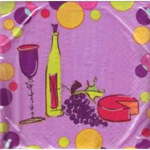  Wine and Cheese Polka Dot Paper Beverage Napkins (20 Pack 