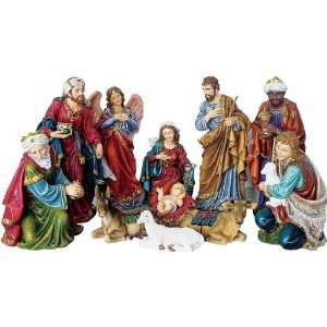   Nativity Set in Traditional Italian Colors   11 Piece Set Home