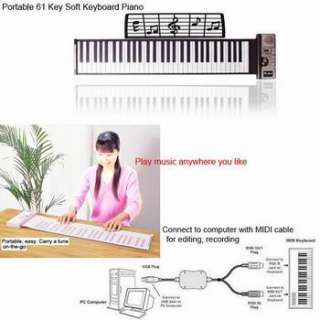 Portable Roll UpFull 61 Soft Responsive Key Synthesizer Flexible Piano 