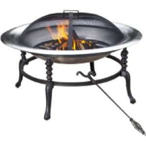   Steel Bowl Fireplace with Cast Iron Base 35 Patio, Lawn & Garden
