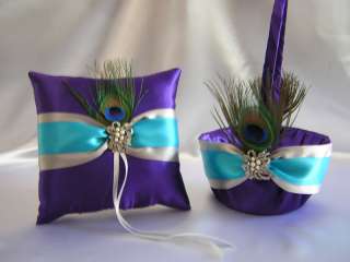   Feather Flower Girl Basket Ring Pillow Wedding Accessories Your Colors