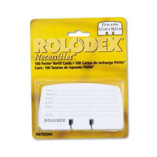 Rolodex Petite Refill Cards 2 1/4 x 4 100 Cards/Set 071912675532 