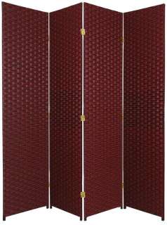 ft. Tall Woven Fiber Room Divider 4 Panel Red/Black  