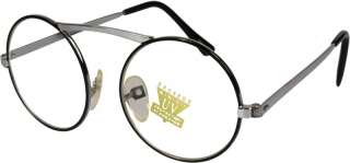 60s Clear Round Lens Steampunk Silver Hippie Glasses 543  