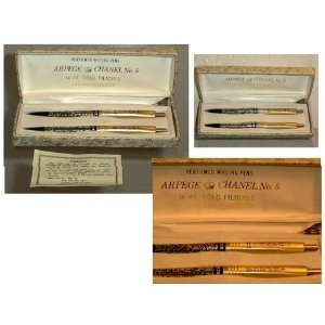   Arpege Chanel No. 5 Perfumed Writing Pens 14kt Gold