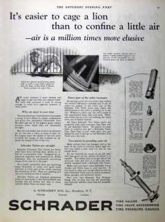   is an original, print advertising for Schrader tire pressure gauges